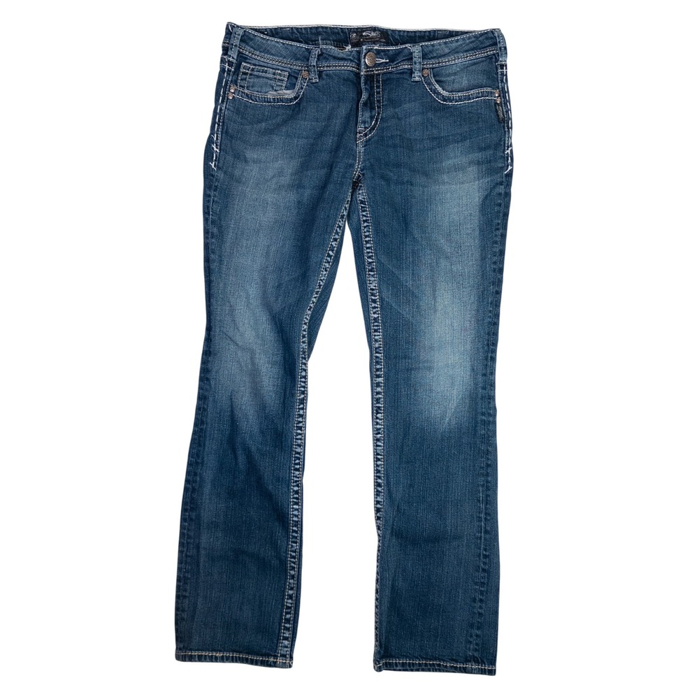 Silver Jeans Co Aiko Baby Bootcut Women 34 Blue Good Contrast Stitching
